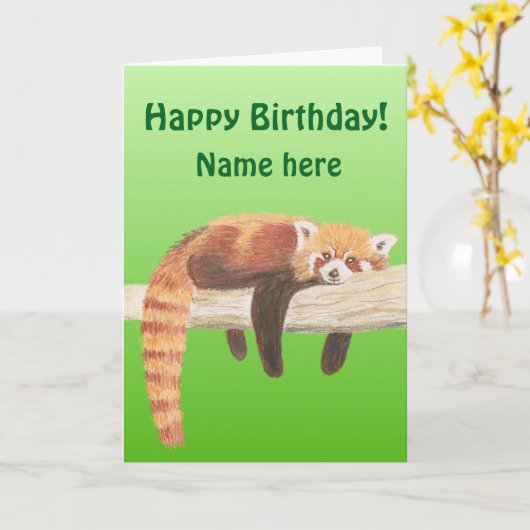 Carte d'anniversaire Red Panda (Fleur jaune)