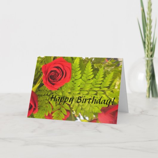 Carte d'anniversaire Red Rose N Fern (Devant)