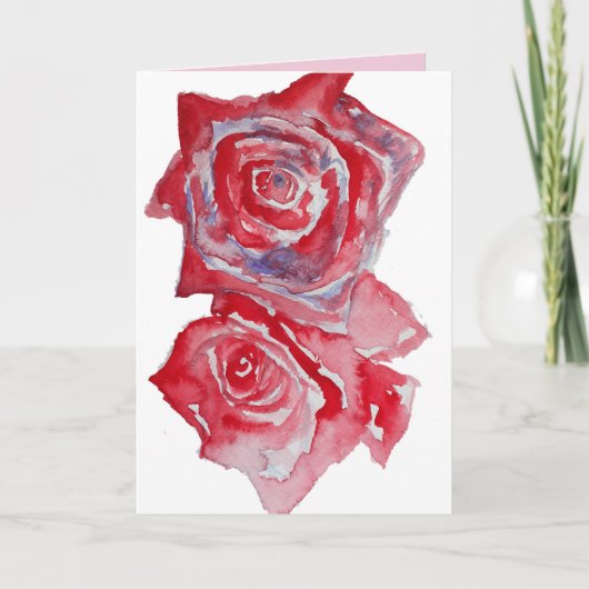 Carte d'anniversaire Red Rose Watercolor (Devant)
