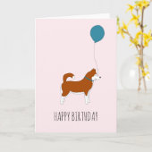 Carte d'anniversaire Red Siberian Husky (Fleur jaune)