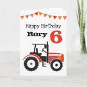 Carte d'anniversaire Red Tractor Personnalisée (Devant)