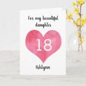 Carte d'anniversaire Red Watercolor Heart 18e (Fleur jaune)