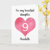 Carte d'anniversaire Red Watercolor Heart 9e (Fleur jaune)