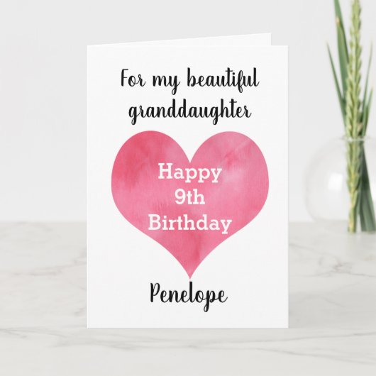 Carte d'anniversaire Red Watercolor Heart 9e (Devant)
