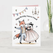 Carte d'anniversaire Regency style Fox et Badger B (Devant)