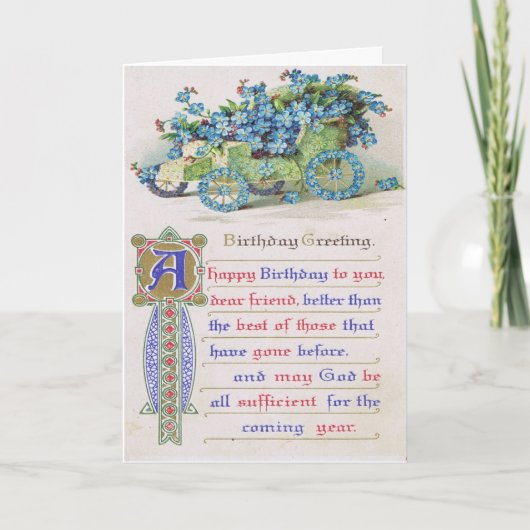 Carte d'anniversaire religieuse vintage avec des (Devant)