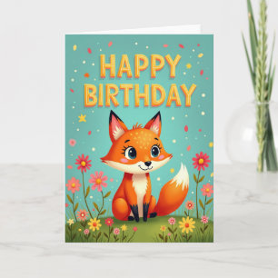 Carte d'anniversaire renard douce