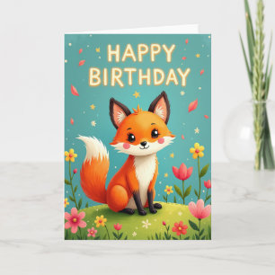 Carte d'anniversaire renard doux