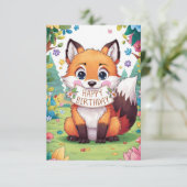 Carte d'anniversaire Renard Enchanté Mignon (Debout devant)