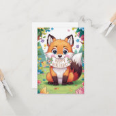 Carte d'anniversaire Renard Enchanté Mignon (Devant/Arrière en situation)