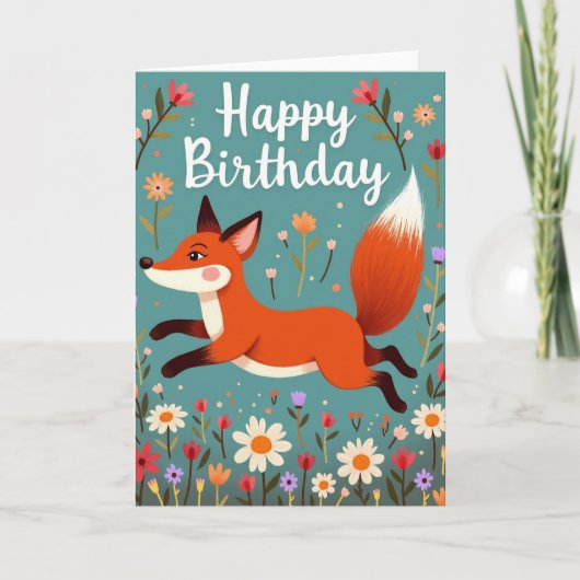 Carte d'anniversaire Renard Enjoué (Devant)