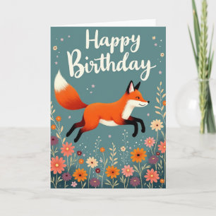 Carte d'anniversaire Renard Fantaisiste