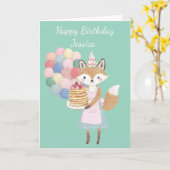Carte d'anniversaire Renard Mignon (Fleur jaune)