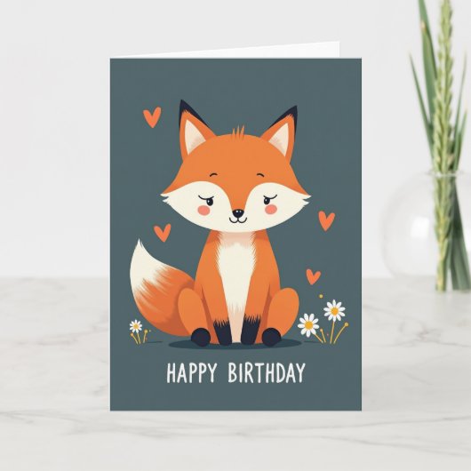 Carte d'anniversaire Renard Mignon (Devant)