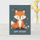 Carte d'anniversaire Renard Mignon (Fleur jaune)