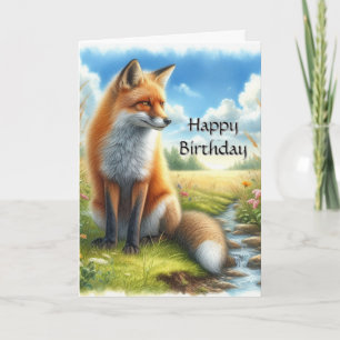 Carte d'anniversaire Renard Rouge Adulte Aquarelle