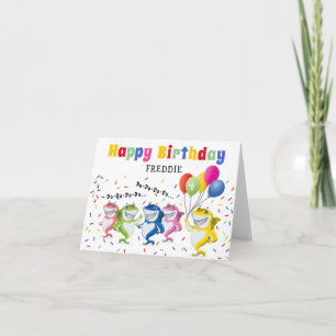 Carte d'anniversaire requin pour enfants colorés