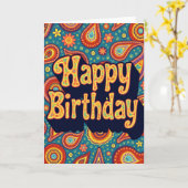 Carte d'anniversaire rétro (Fleur jaune)