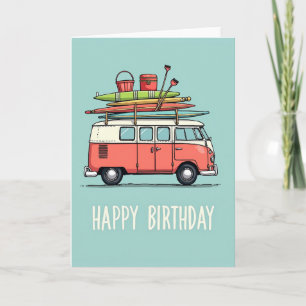Carte d'anniversaire Rétro Caravane