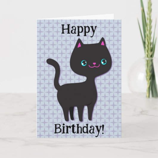 Carte d'anniversaire Retro Cat Cute Pun (Devant)