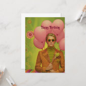 Carte d'anniversaire Retro Cool Dude (Devant/Arrière en situation)