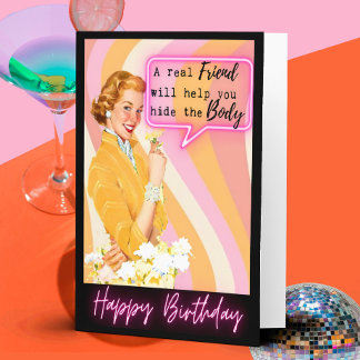 Carte d'anniversaire rétro drôle Meilleure amie-Im