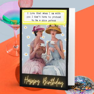 Carte d'anniversaire rétro drôle Meilleure amie-Sa