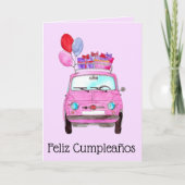 Carte d'anniversaire rétro Fiat 500 espagnole (Devant)