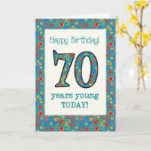 Carte d'anniversaire Retro Floral 70 ans Jeune (Fleur jaune)
