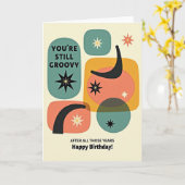 Carte d'anniversaire Rétro Formes (Fleur jaune)