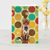 Carte d'anniversaire Retro Fox & Owl (Fleur jaune)