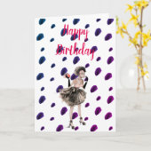 Carte d'anniversaire Retro Girl Woman (Fleur jaune)