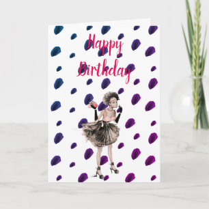 Carte d'anniversaire Retro Girl Woman