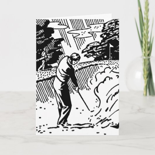 Carte d'anniversaire Retro Golfer Sand Trap (Devant)
