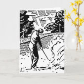Carte d'anniversaire Retro Golfer Sand Trap (Fleur jaune)