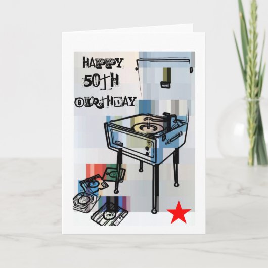 Carte d'anniversaire Retro Happy 50th (Devant)