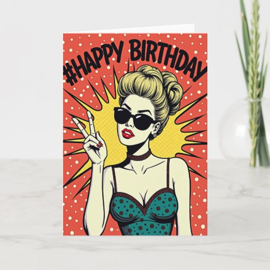 Carte d'anniversaire rétro pour fille (Devant)