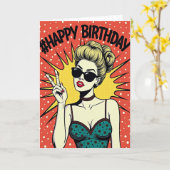 Carte d'anniversaire rétro pour fille (Fleur jaune)