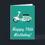 Carte d'anniversaire Retro Scooter Happy 70th<br><div class="desc">Retro Scooter Happy 70th Birthday Card conçu par Anna-Marie Bush. Voir d'autres oeuvres d'Anna à www.anna-mariebush.com.</div>