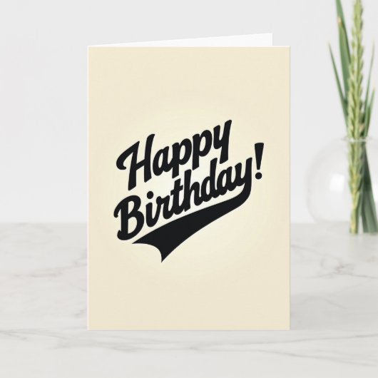 Carte d'anniversaire Retro Script (Devant)