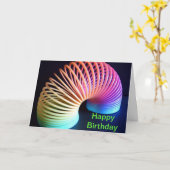 Carte d'anniversaire Retro Slinky personnalisée (Fleur jaune)