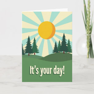 Carte d'anniversaire rétro soleil