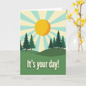 Carte d'anniversaire rétro soleil (Fleur jaune)