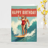 Carte d'anniversaire Rétro Surf (Fleur jaune)