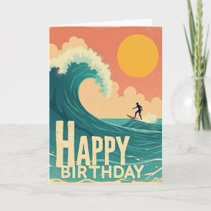 Carte d'anniversaire Rétro Surfeur