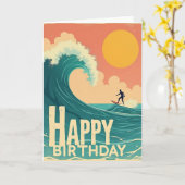 Carte d'anniversaire Rétro Surfeur (Fleur jaune)