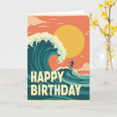 Carte d'anniversaire Rétro Wave (Fleur jaune)