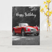 Carte d'anniversaire Roadster Rouge (Fleur jaune)