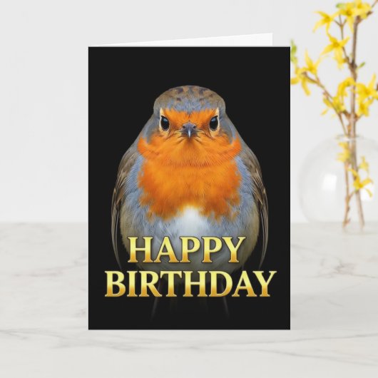 CARTE D'ANNIVERSAIRE ROBIN BOLD DISTINCT GROS PLAN (Fleur jaune)