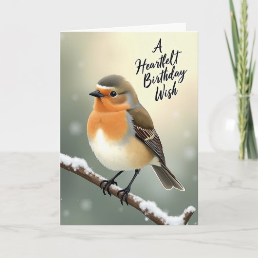 Carte d'anniversaire Robin d'hiver (Devant)